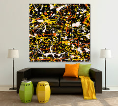 Multicolor Inspired Jackson Pollock Style  Drip Art, Square Panel Contemporary Art Artesty   