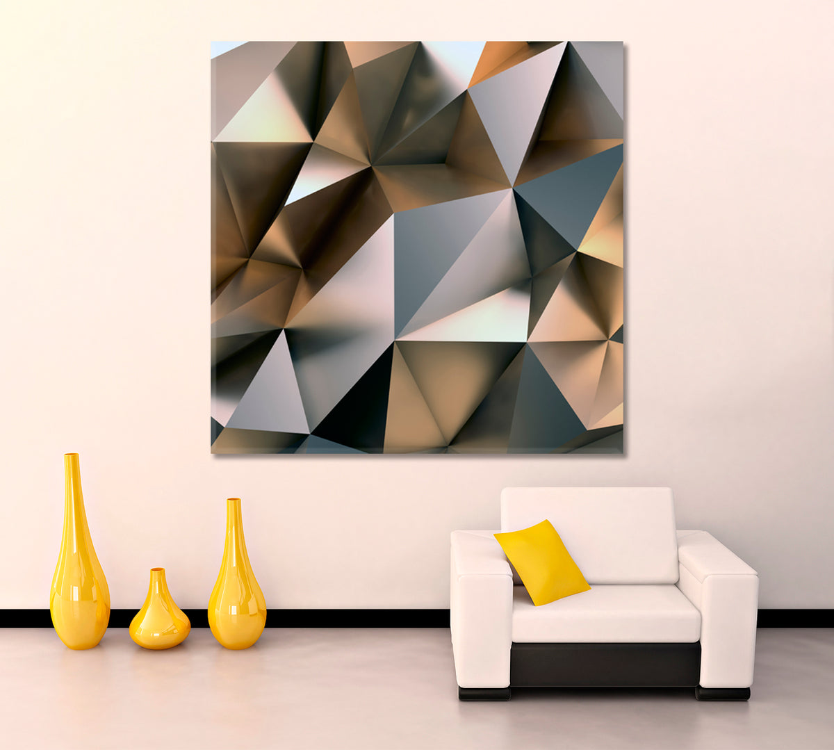 Abstract Grey 3D Pattern - Square Panel Abstract Art Print Artesty 1 Panel 12"x12" 