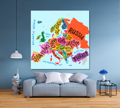Colorful Europe Map Decorative Poster Education - S Maps Canvas Artwork Artesty   
