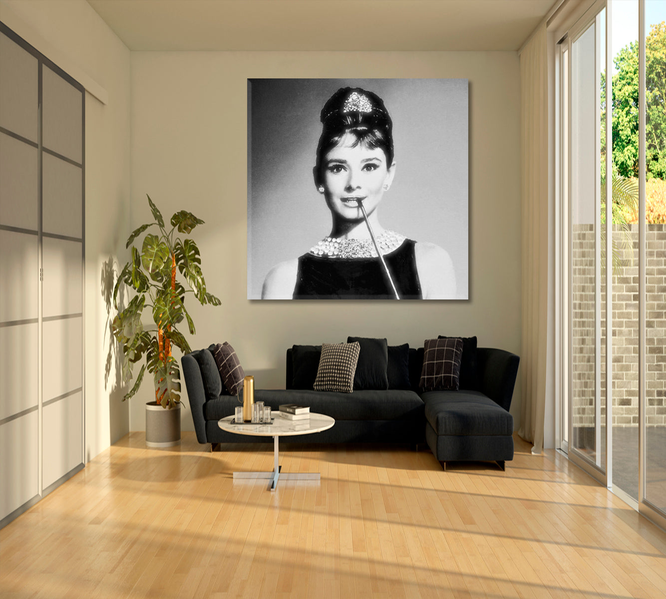 AUDREY HEPBURN WITH MOUTHPIECE Hollywood Star Celebs Canvas Print Artesty   