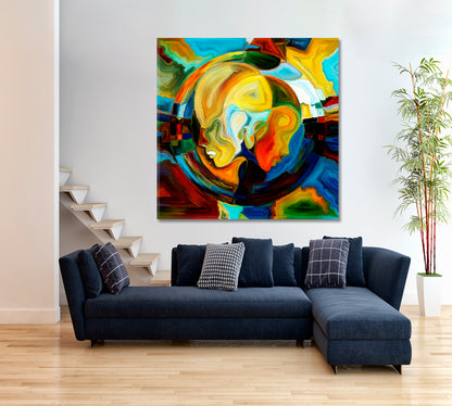 INNER AWARENESS World Inside Us - Square Panel Abstract Art Print Artesty 1 Panel 12"x12" 