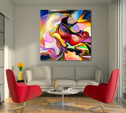 CONTEMPORARY STYLE Human and Abstract Organic Patterns - Square Panel Contemporary Art Artesty   