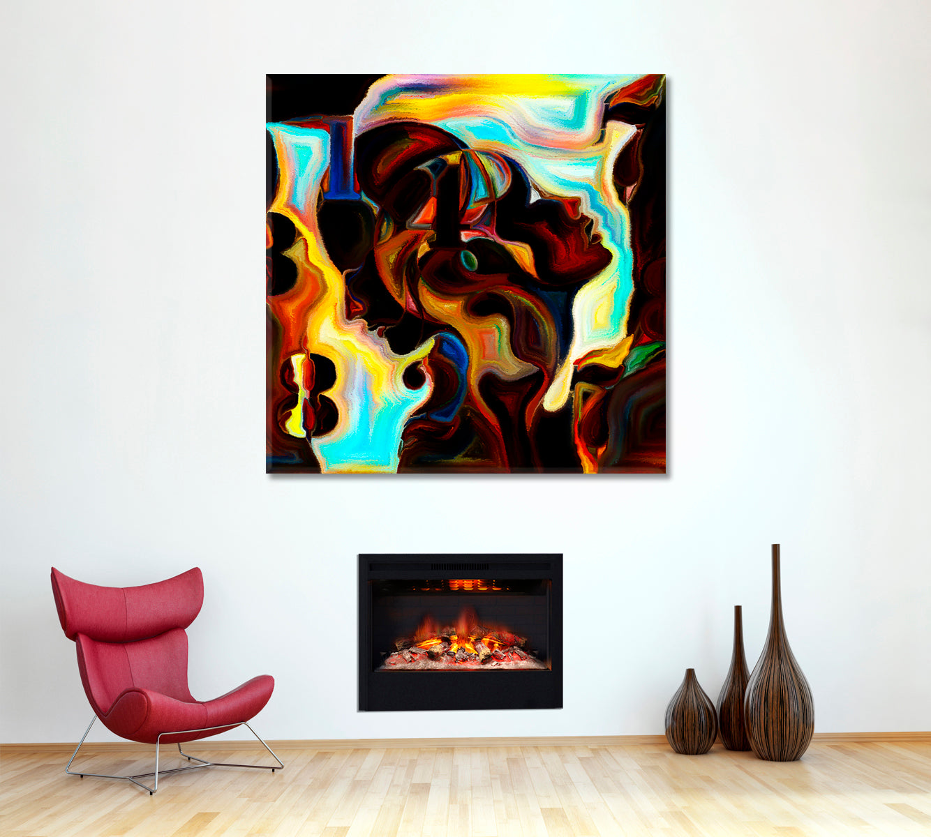 MODERN Abstract Forms Shapes Unique Design Wall Art Trendy Canvas Print | Square Panel Contemporary Art Artesty 1 Panel 12"x12" 