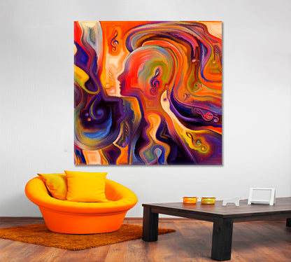 VIBRANT MODERN ART Inner Consciousness Vivid Coral and Purple - Square Panel Contemporary Art Artesty   