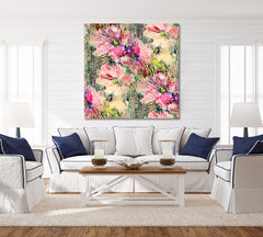 SPRING Abstract Flowers Cube Floral & Botanical Split Art Artesty 1 Panel 12"x12" 