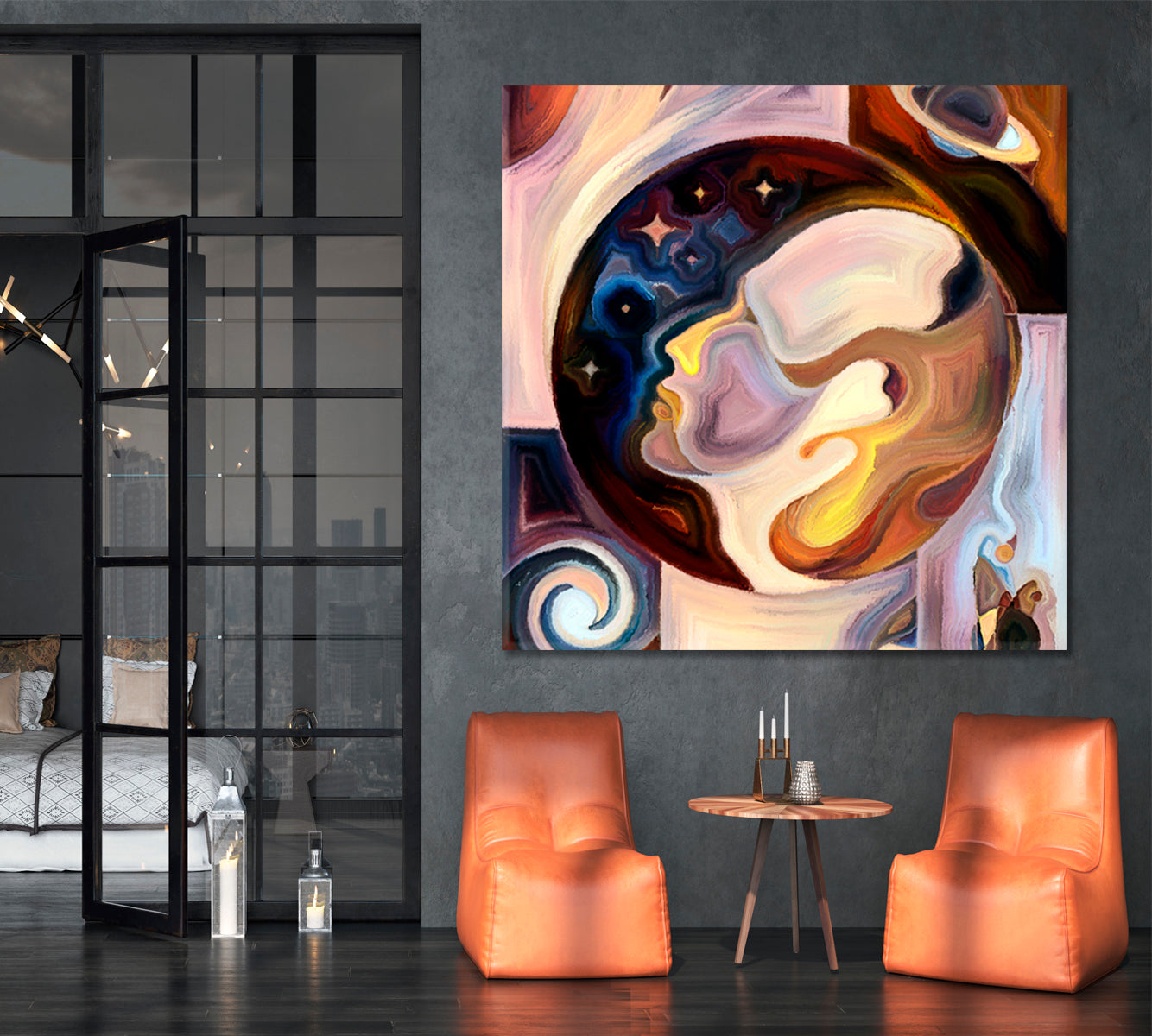 Cosmic Consciousness Square Panel Contemporary Art Artesty   