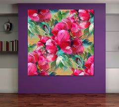 SPRING SOUL Vivid Pink Peony - Square Panel Floral & Botanical Split Art Artesty   