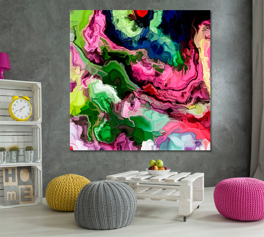 VIBRANT COLORS Expressionist Art - Square Panel Abstract Art Print Artesty   