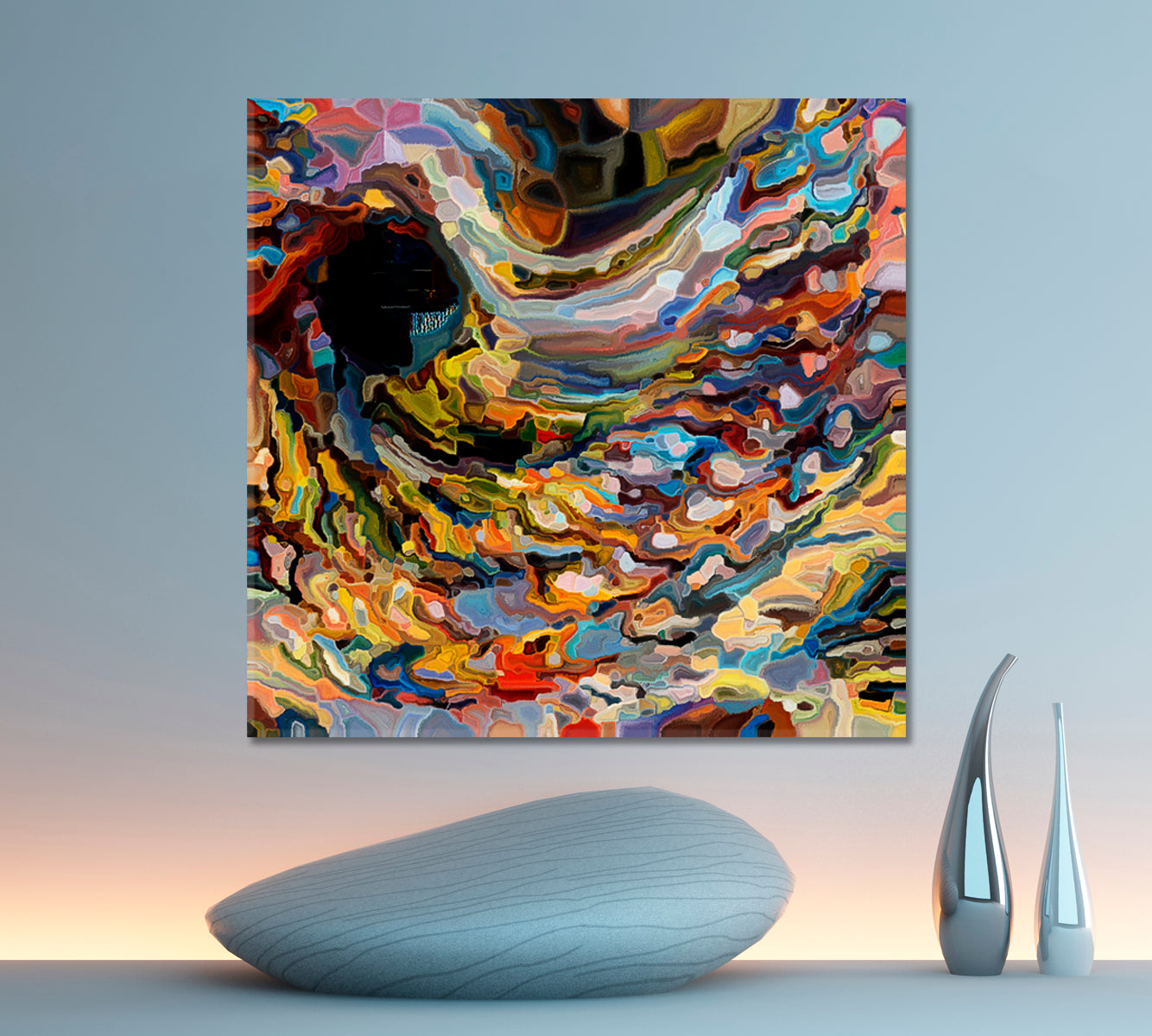 PAINTS VIRTUAL WHIRLPOOL  Unique Abstract Art - Square Panel Abstract Art Print Artesty   