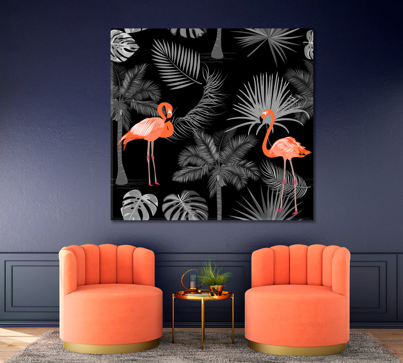 Abstract Tropical Jungle And Flamingo Poster Tropical, Exotic Art Print Artesty   