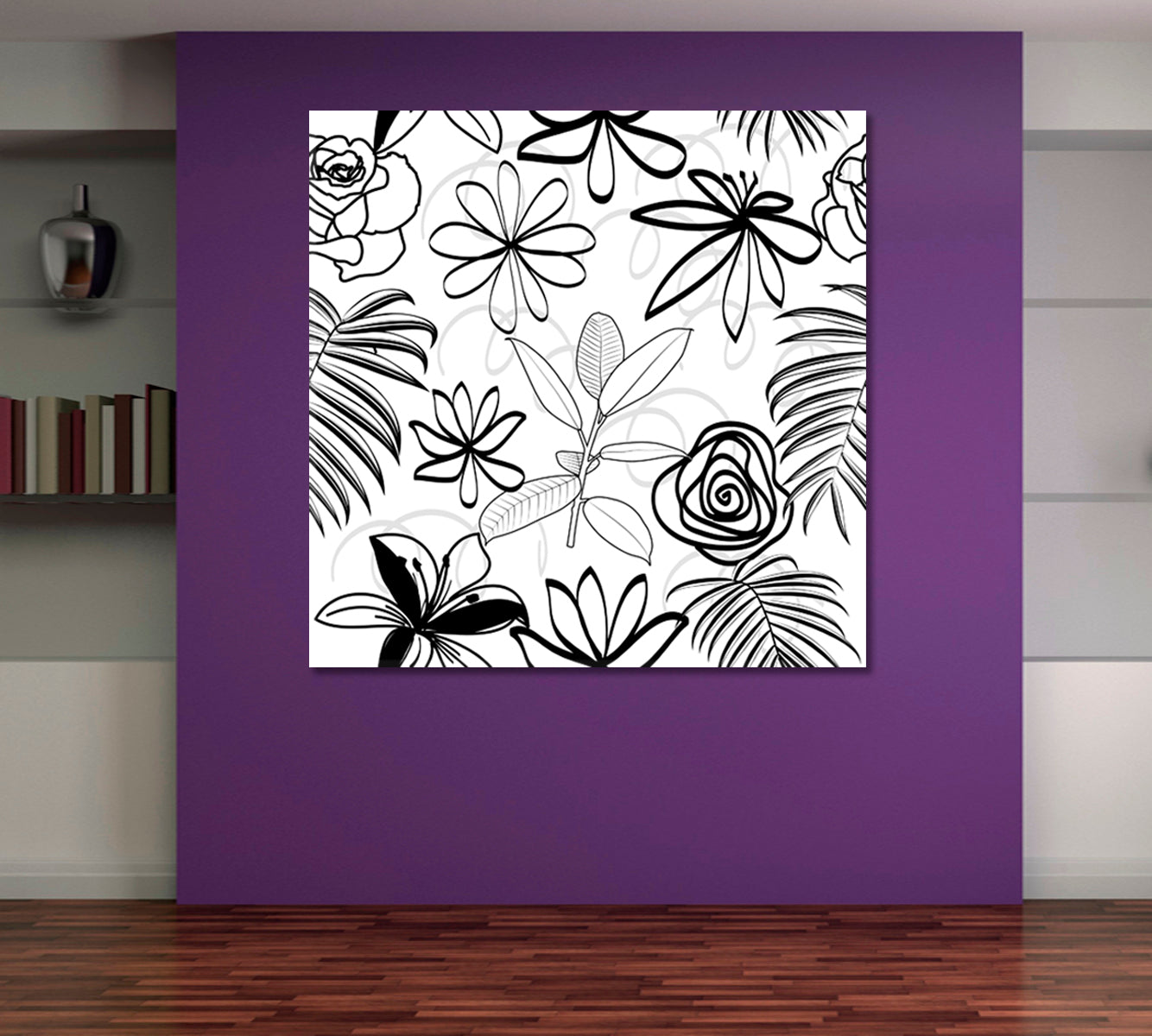 White And Black Abstract Flowers Black and White Wall Art Print Artesty   