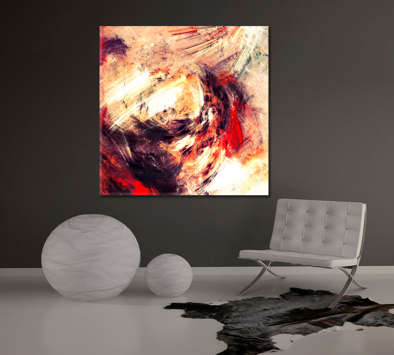 Bright Artistic Splashes Abstract Color Modern Futuristic Pattern Dynamic Fractal Artwork - Square Panel Contemporary Art Artesty   