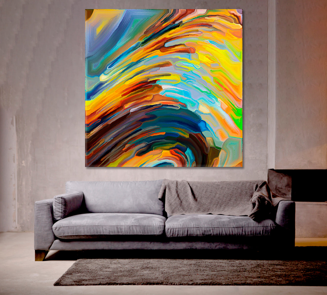 VORTEX INTERWEAVING FLOW Unique Abstract Art - Square Panel 3 Abstract Art Print Artesty   