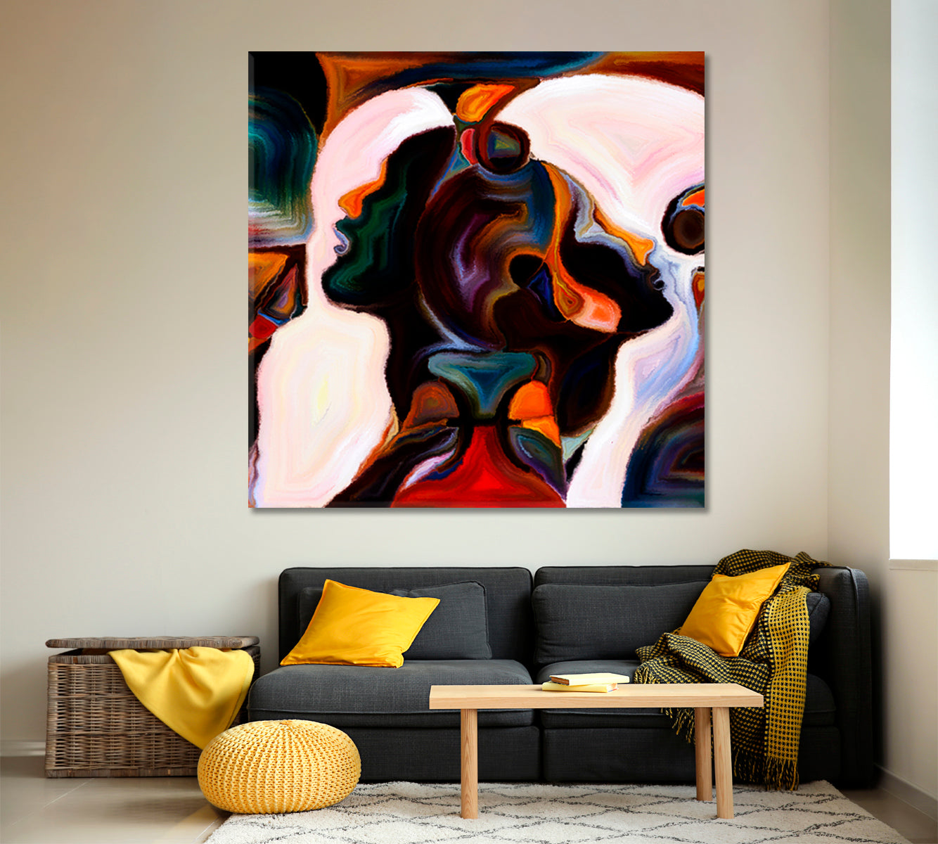 MODERN ART Abstract Design Canvas Print | Square Panel Consciousness Art Artesty   