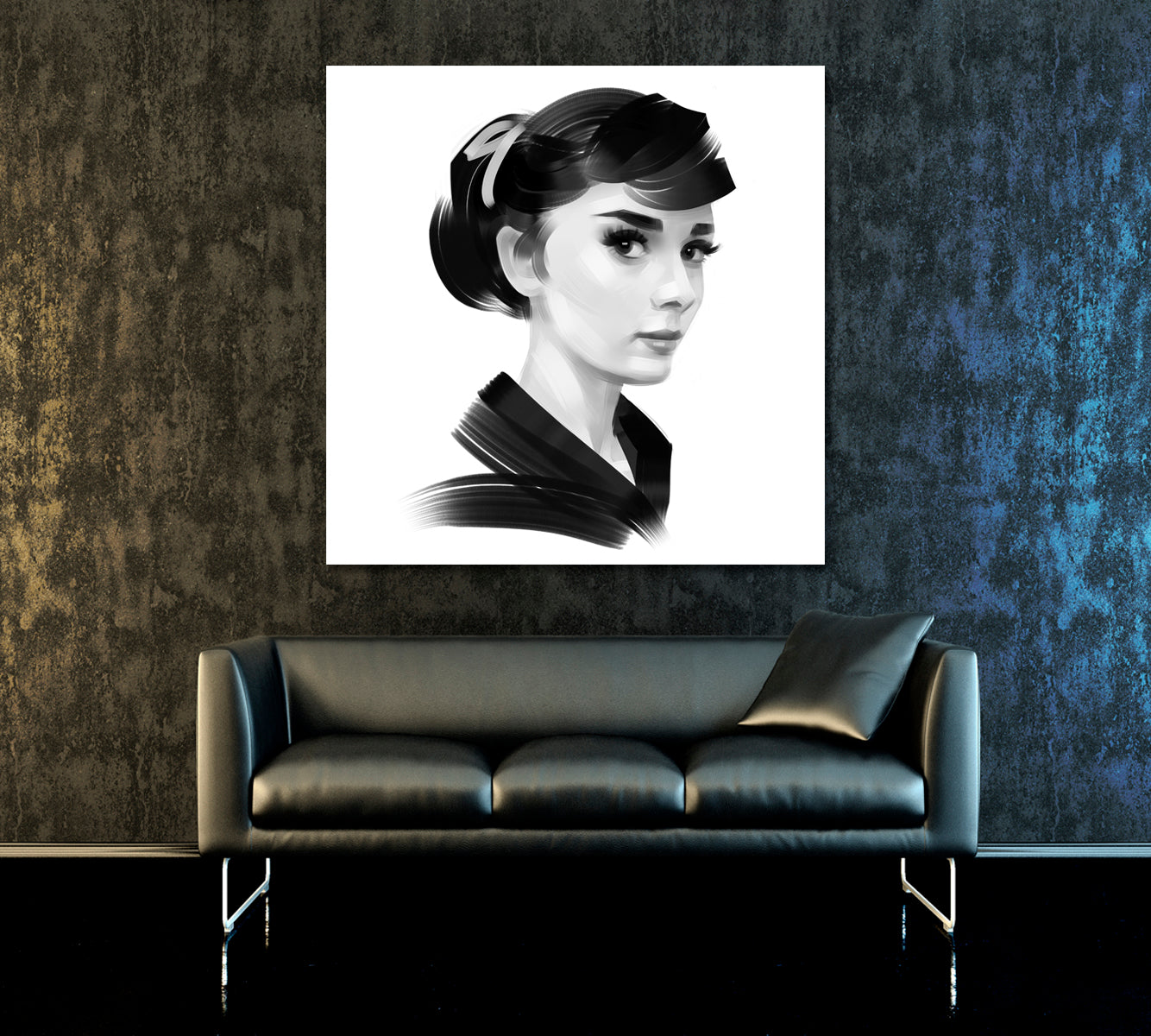 AUDREY HEPBURN Black and White Portrait | S Celebs Canvas Print Artesty   