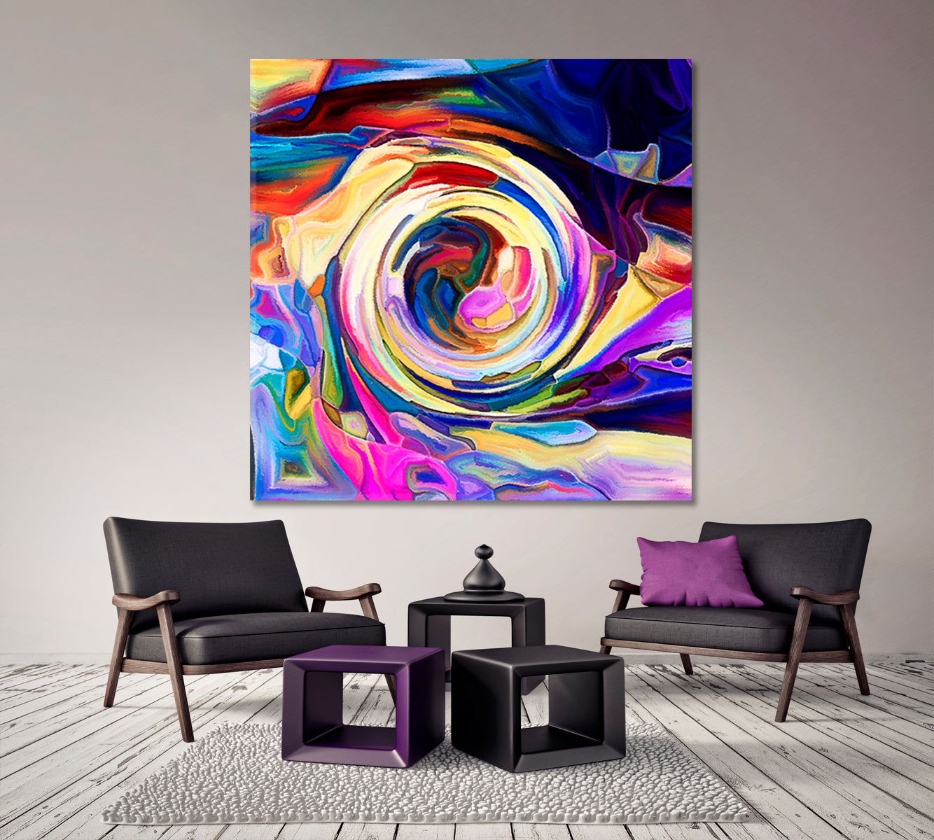 SWIRL Colors And Shapes - Square Panel Contemporary Art Artesty   