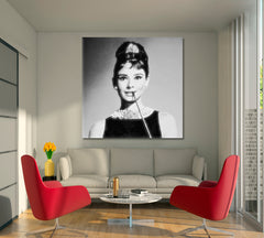 AUDREY HEPBURN WITH MOUTHPIECE Hollywood Star Celebs Canvas Print Artesty   