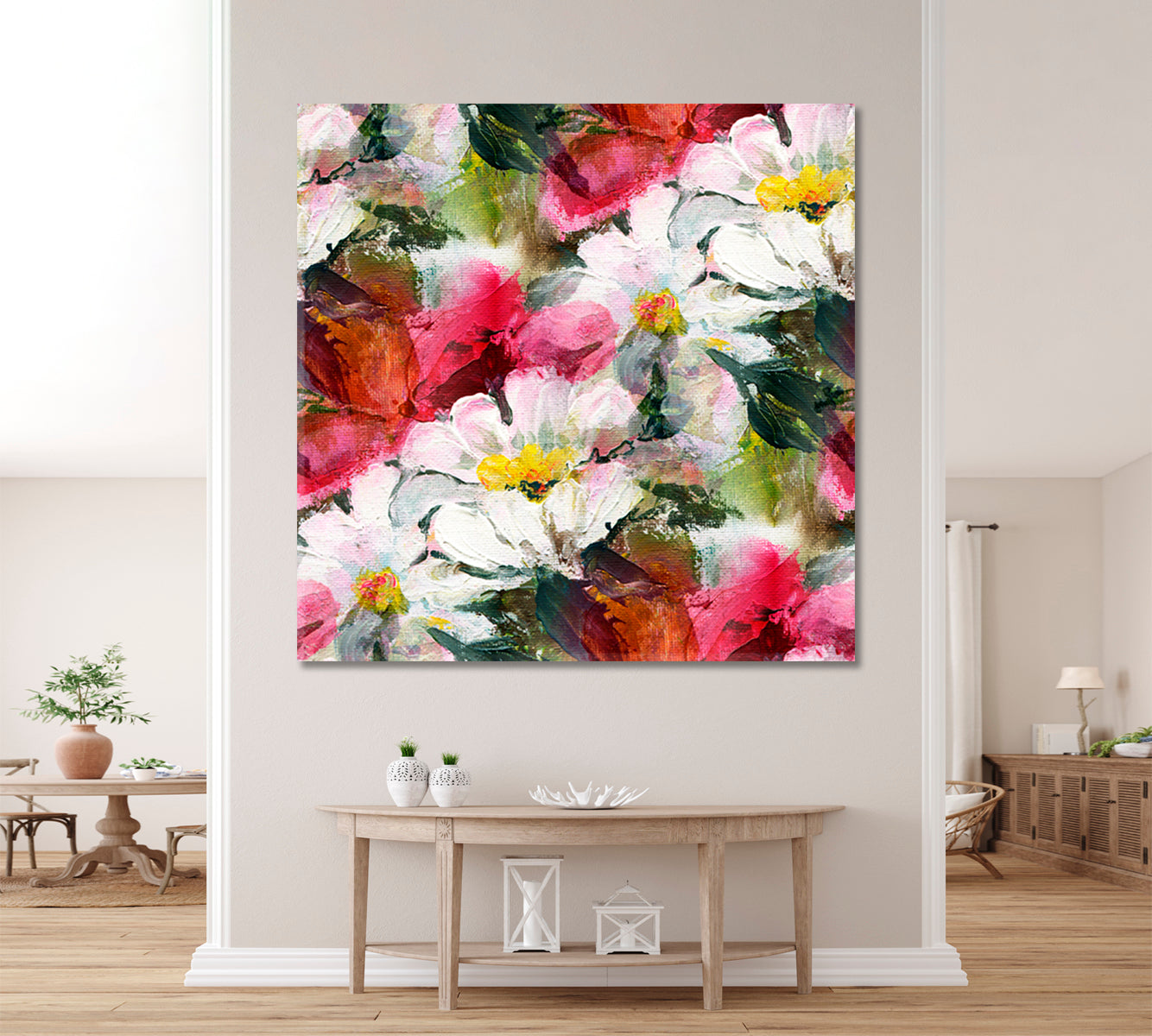 SPRING SOUL Beautiful Tender Romantic Bouquet  Wildflowers - Square Panel Floral & Botanical Split Art Artesty   
