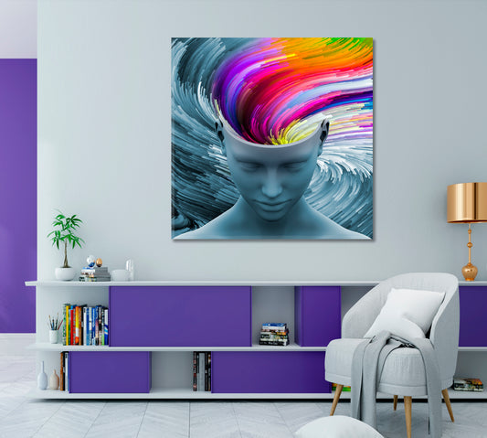 IMAGINATION AND DREAMS Swirls Color Motion - Square Panel Surreal Fantasy Large Art Print Décor Artesty 1 Panel 12"x12" 