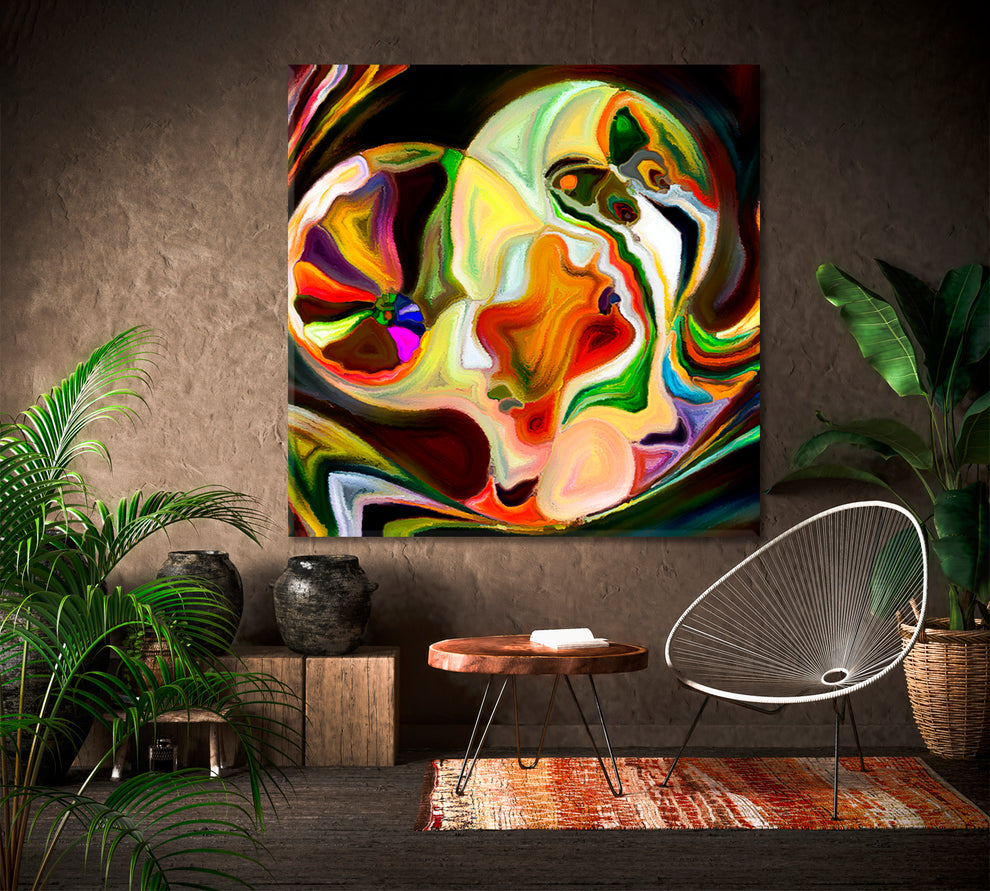 CONTEMPORARY ART Abstract Forms and Nature Lines- Square Panel ...