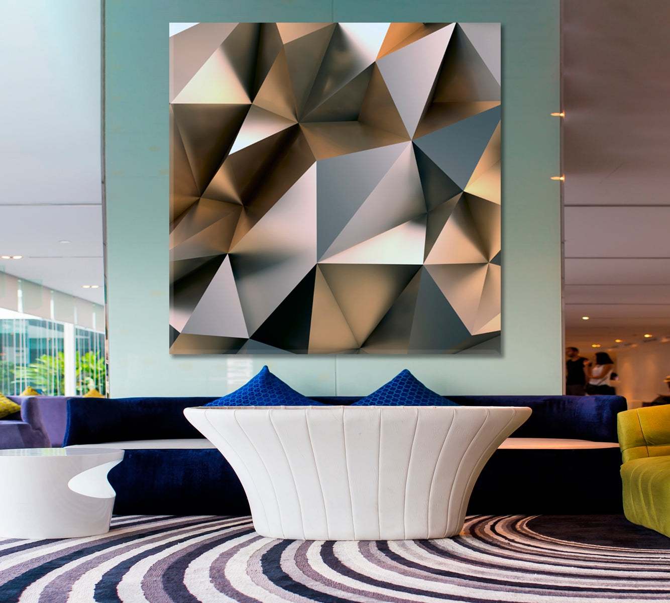 Abstract Grey 3D Pattern - Square Panel Abstract Art Print Artesty   