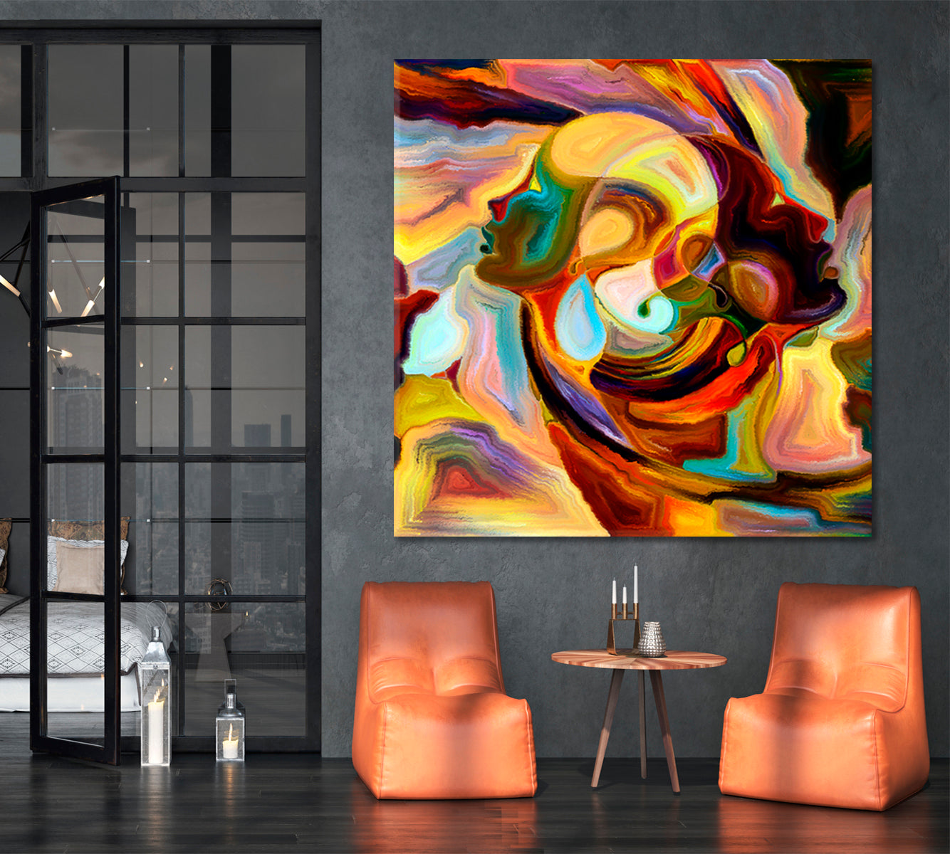 VORTEX MIND Contemporary Abstract Colorful Patterns - Square Panel Abstract Art Print Artesty   