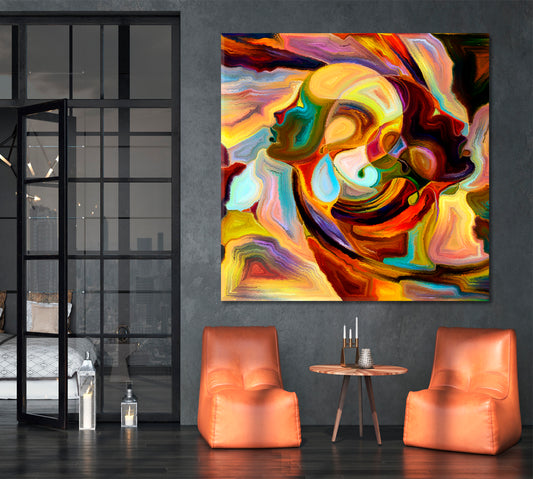 VORTEX MIND Contemporary Abstract Colorful Patterns - Square Panel Abstract Art Print Artesty   