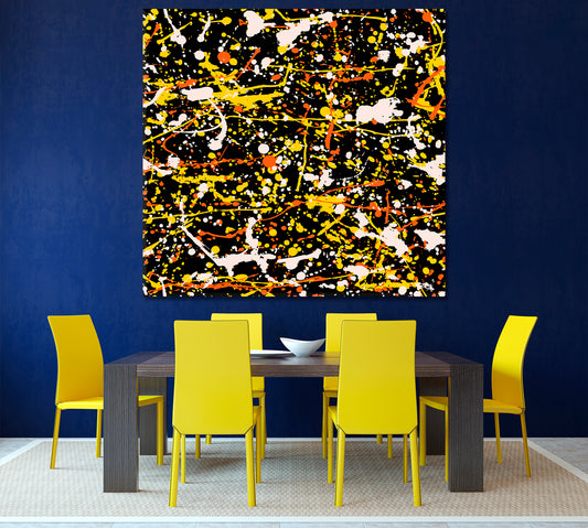 Multicolor Inspired Jackson Pollock Style  Drip Art, Square Panel Contemporary Art Artesty   