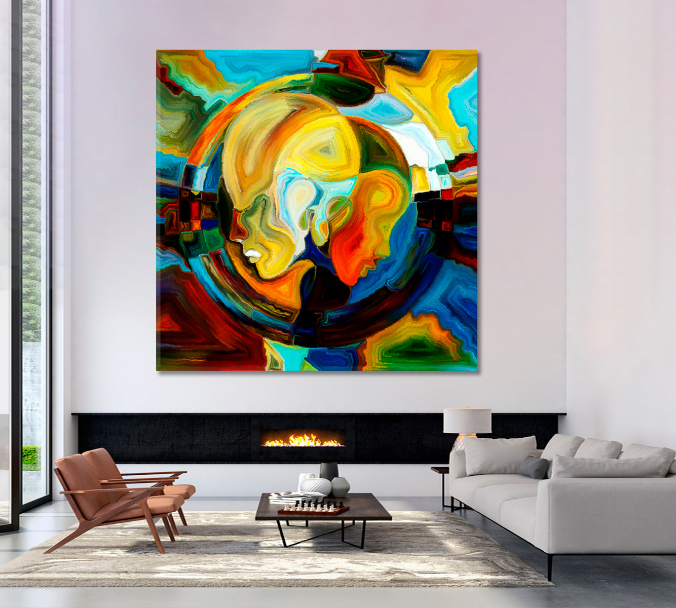 INNER AWARENESS World Inside Us - Square Panel Abstract Art Print Artesty   