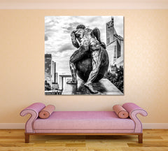 Paris City of Lovers Fashion Science and Arts - Square Panel B&W Famous Landmarks Artwork Print Artesty   
