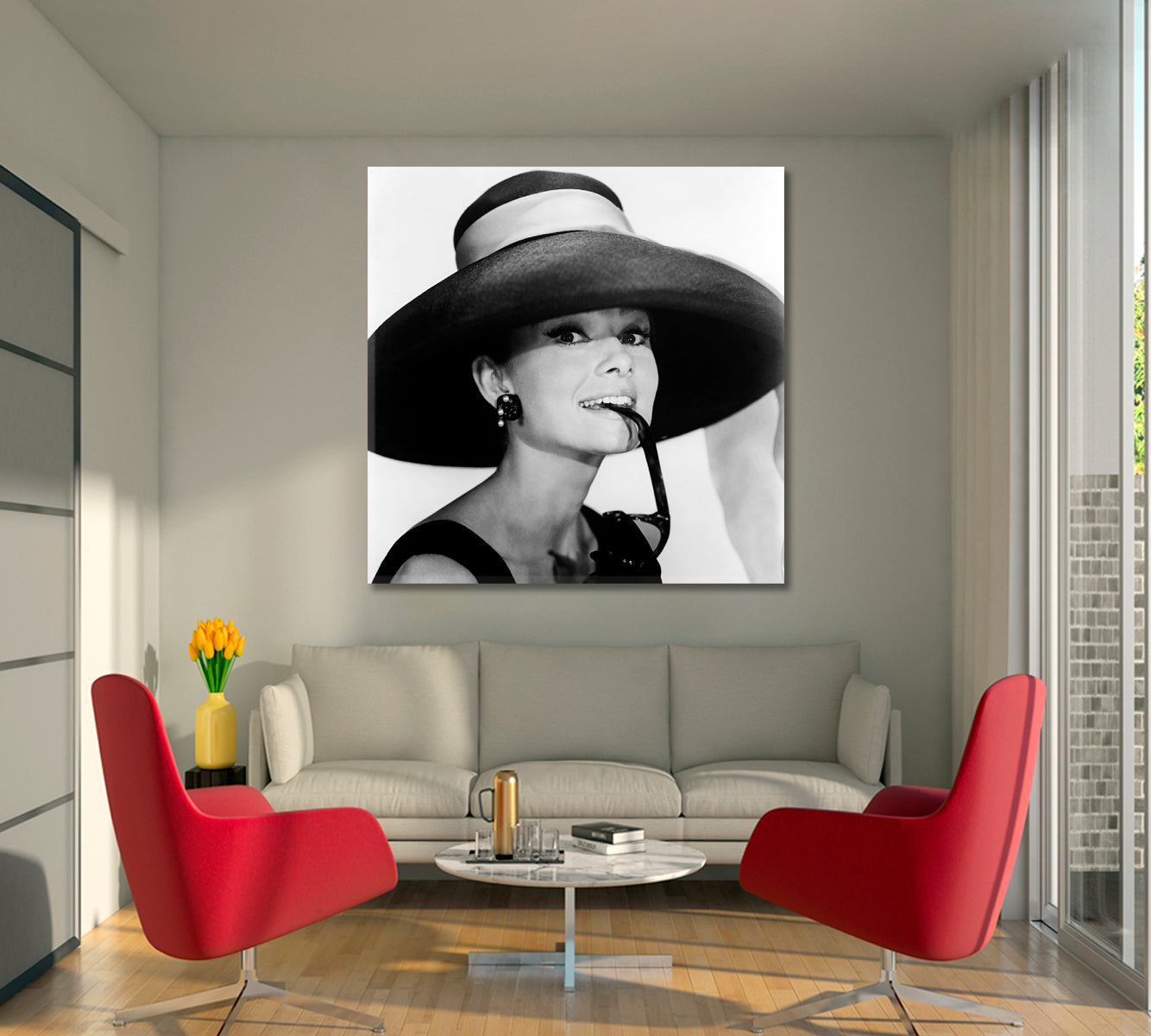 AUDREY HEPBURN BREAKFAST AT TIFFANY'S Black White Vintage Celebs Canvas Print Artesty   