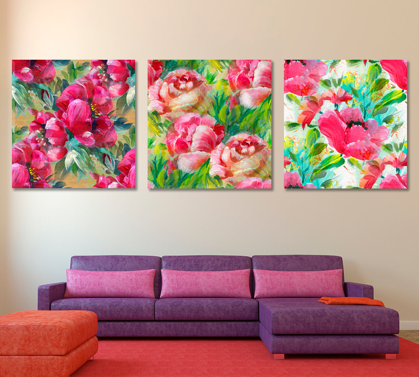 Floral Abstract Posters Set Floral & Botanical Split Art Artesty   