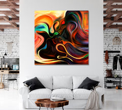 Feminine and Male Colorful Curves Game Square Panel Contemporary Art Artesty   