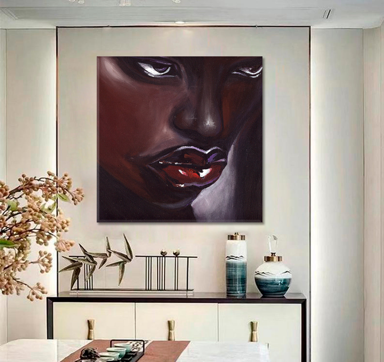 MAGIC DREAM Stunning Beauty African Women Trendy Unique Afrocentric Art - Square Panel African Style Canvas Print Artesty   