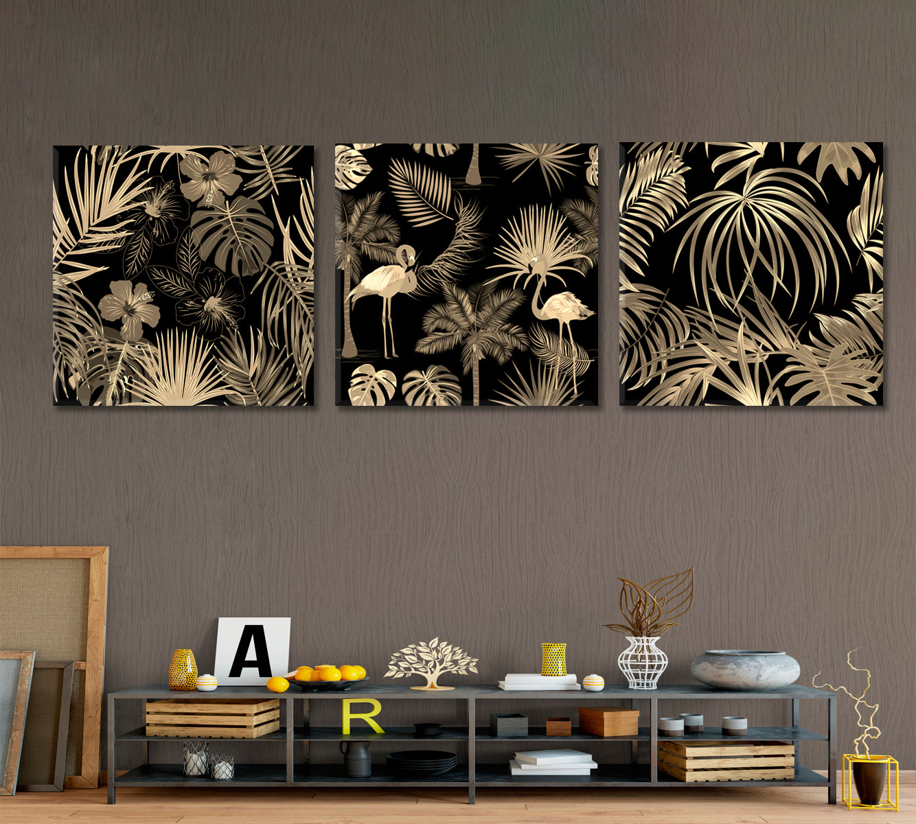 Tropical Jungle Palm Leaves Floral Abstract Posters Set Tropical, Exotic Art Print Artesty   