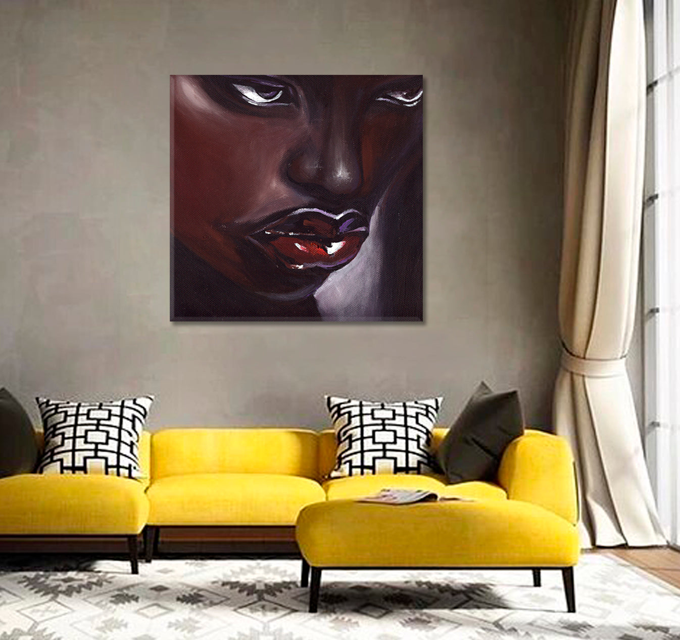 MAGIC DREAM Stunning Beauty African Women Trendy Unique Afrocentric Art - Square Panel African Style Canvas Print Artesty   