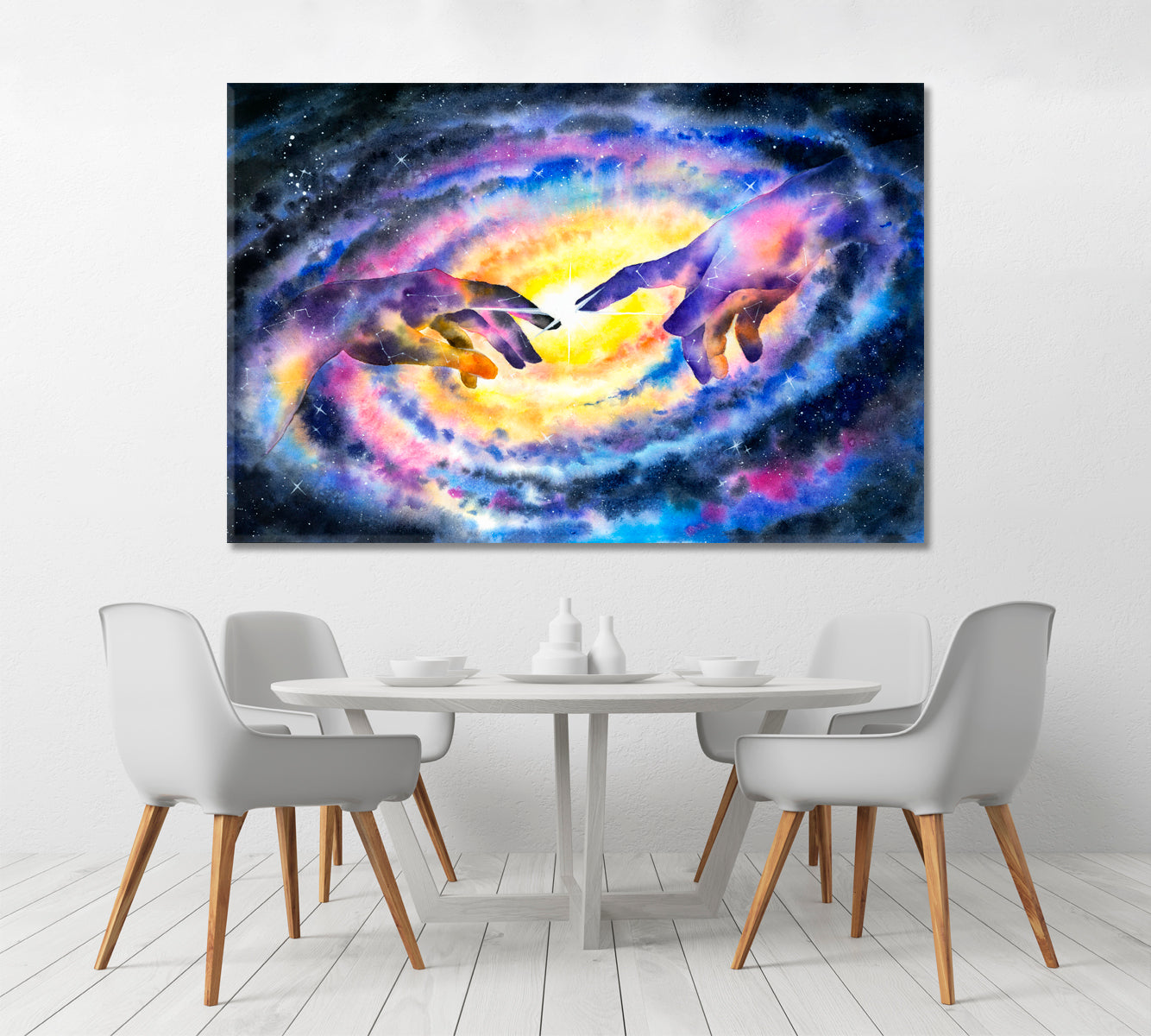 GALAXY Hand of God Creation And Universe Watercolor Artwork Celestial Home Canvas Décor Artesty 1 panel 24" x 16" 