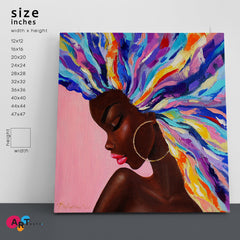 VIVID BEAUTY Beautiful African Girl Bright Color Artwork Fine Art - Square Panel Abstract Art Print Artesty   