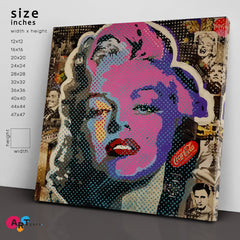 Pop Art MARILYN MONROE Poster Vivid Graffiti Style Canvas Print- Square Panel Celebs Canvas Print Artesty   