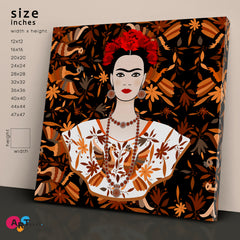 FRIDA KAHLO  Abstract Art Frida Ethnic Mexican Tapestry Flowers Peacocks - Square Panel Contemporary Art Artesty   