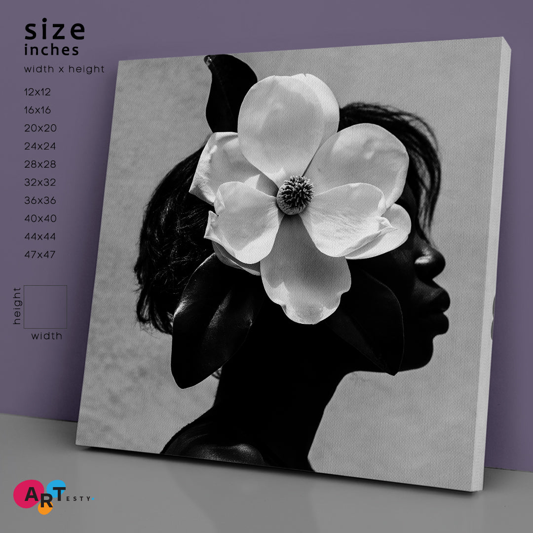 Black Women African American Girl Beauty Contemporary - S Black and White Wall Art Print Artesty 1 Panel 12"x12" 