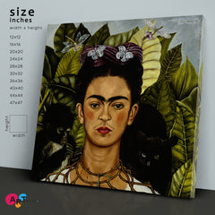 FRIDA KAHLO AND TOPICAL LEAVES - Square Panel Fine Art Artesty   