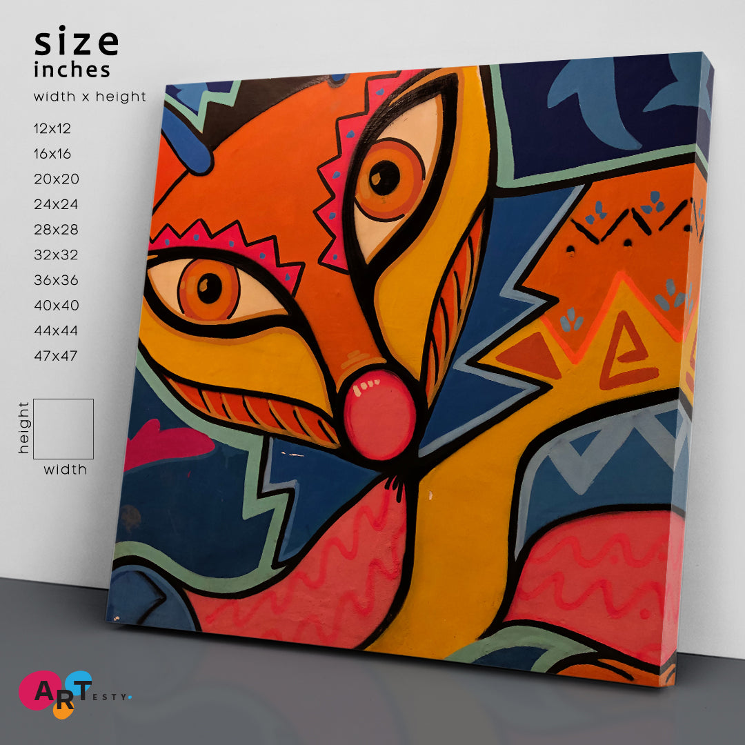 ABSTRACT FOX Modern Vibrant Abstraction Animals Canvas Print Artesty   