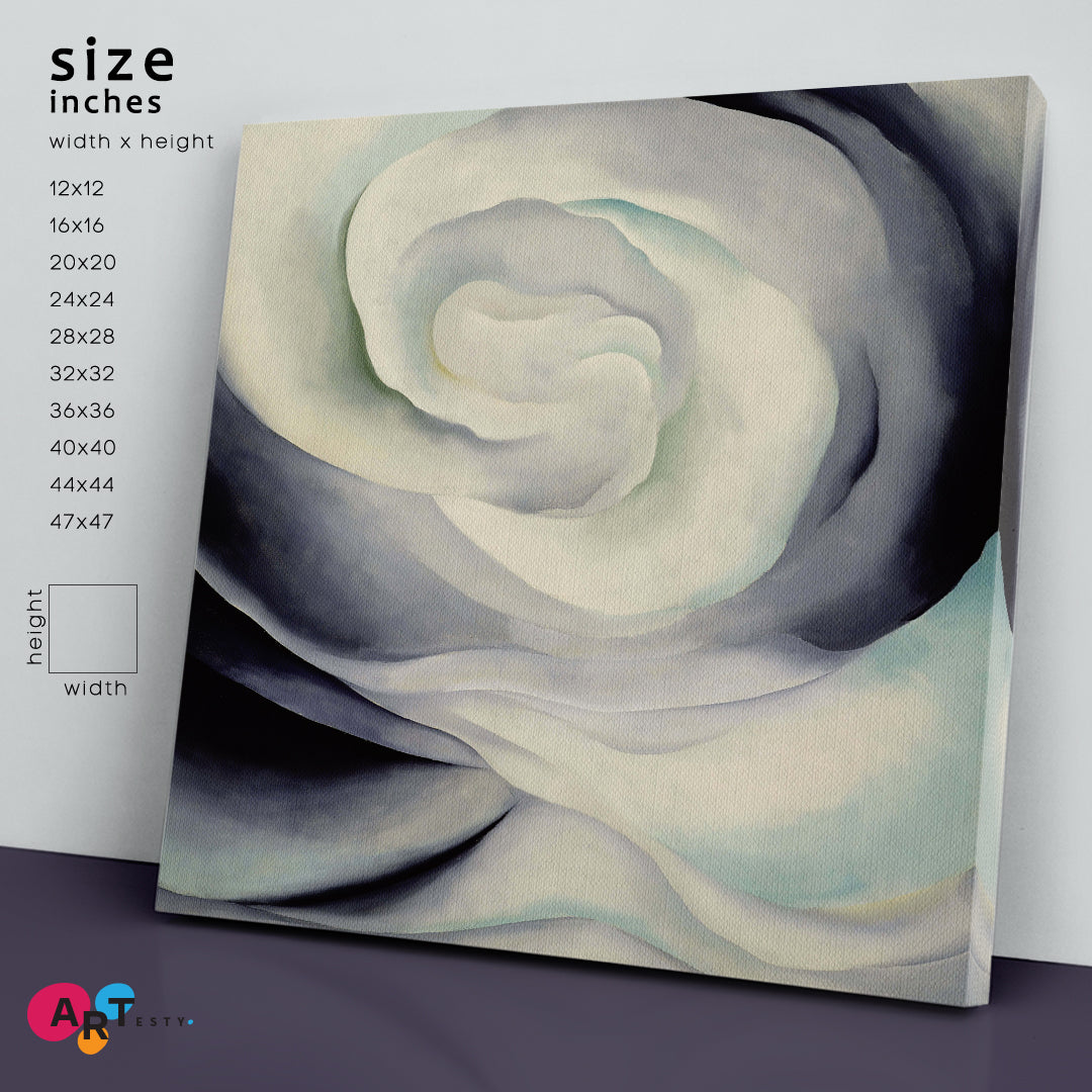 Abstraction White Rose Abstract Flowes Swirls  - Square Abstract Art Print Artesty   