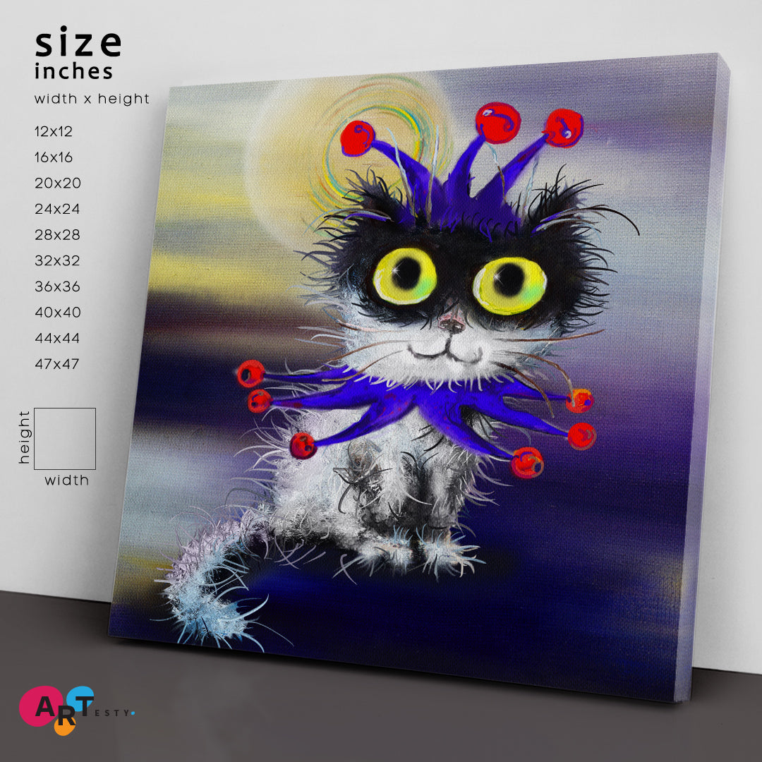 Joker Cat CUTE CAT Whimsical Animals Kids Room - S Kids Room Canvas Art Print Artesty   