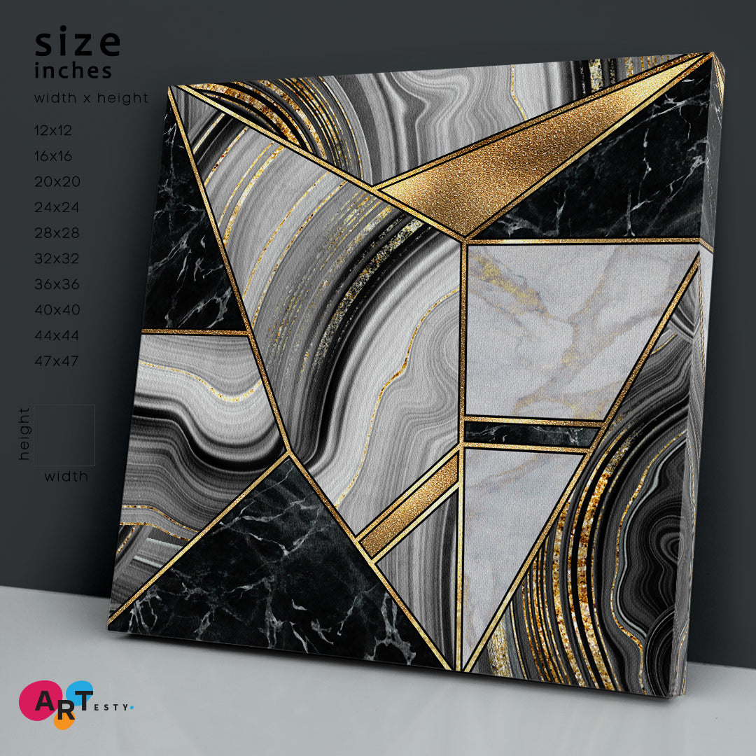 Abstract Minimalist Art Deco Geometric Forms Marble | Square Abstract Art Print Artesty   