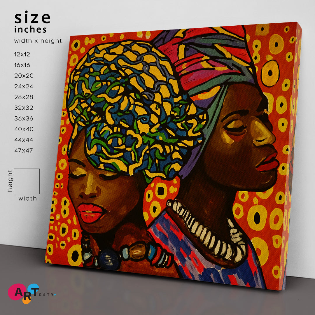 AFRICAN FASHION Black Women Colorful Vivid Abstract Modern Art | S People Portrait Wall Hangings Artesty 1 Panel 12"x12" 