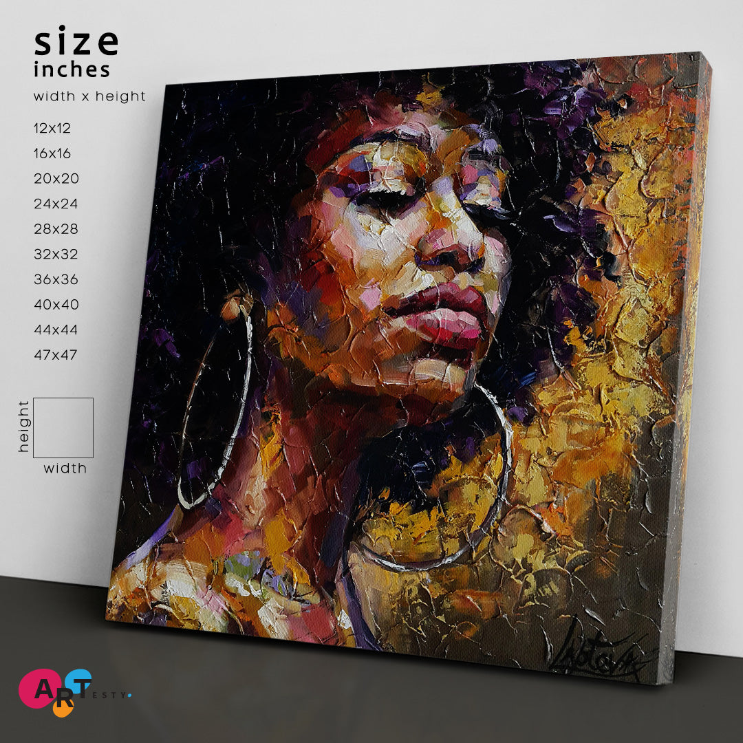 GODDESS COURAGE  Female Inner Beauty and Wisdom African Woman - Square Panel African Style Canvas Print Artesty   