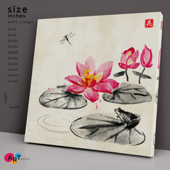 ZEN Feng Shui Shan Shui Lotus Luck To Your Home - S Asian Style Canvas Print Wall Art Artesty   