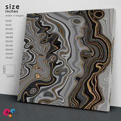 GREY Marble Contemporary Art Trendy Canvas Print - Square Abstract Art Print Artesty   